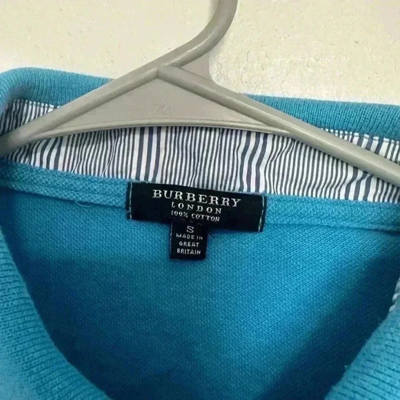 Burberry London Blue 100% Cotton Short Sleeve Polo Shirt Women's Size S - Picture 4 of 6